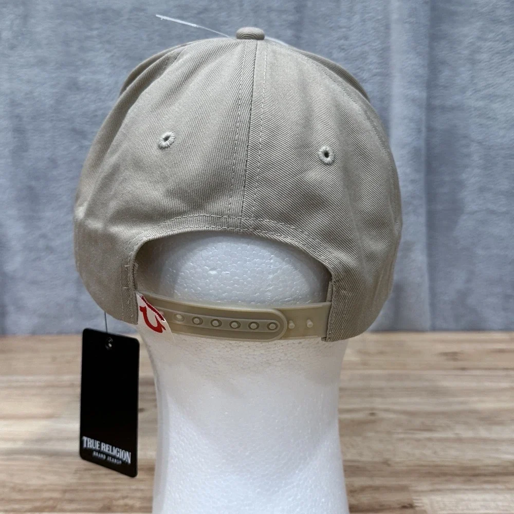 True‎ Religion Beige Baseball Cap Buddha Logo Embroidered Adjustable Hat NWT